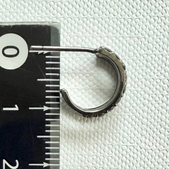 14K BLACK GOLD GEM DOUBLE HOOP EARRINGS - Picture 7 of 12